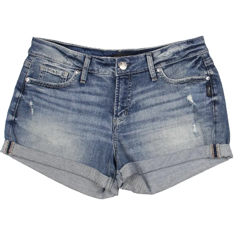 Fashionable, yet affordable women’s apparel   Womens Distressed Mid Rise Denim Shorts
