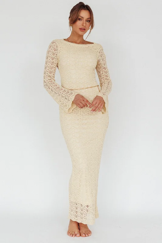 Fashion pieces that complement every woman’s style   Hyland Open Back Crochet Maxi Dress Oat
