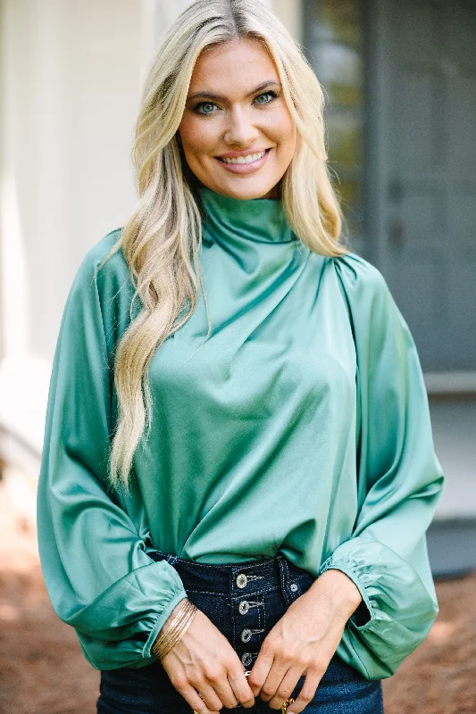 Classic pieces for a timeless wardrobe   Embrace The Joy Dark Sage Satin Blouse