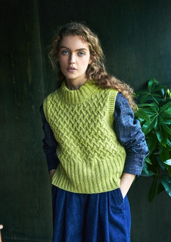 Bold and sophisticated looks for every woman   IrelandsEye Trellis Cropped Vest | Chartreuse