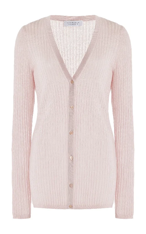 Look and feel your best in our women’s wear   Emma Pointelle Knit Cardigan in Blush Cashmere Silk