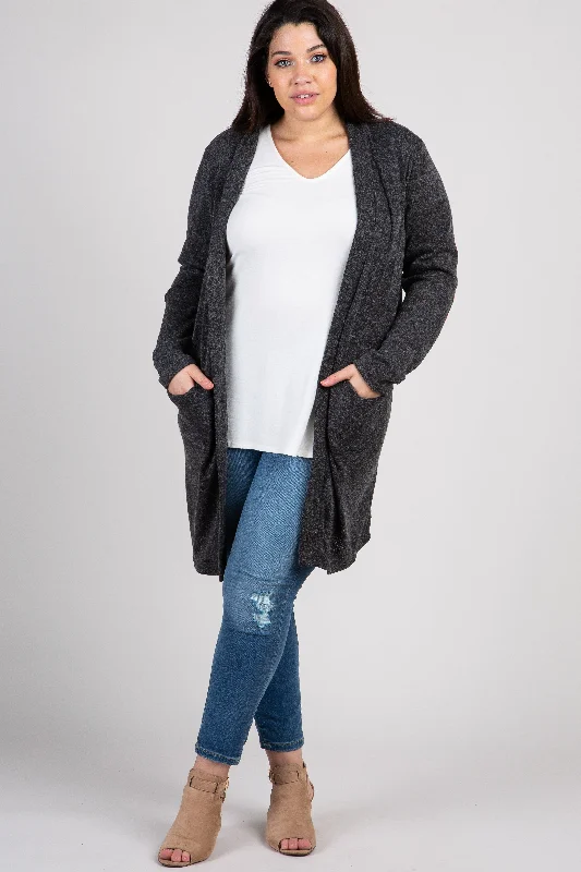 Chic and comfortable clothing for busy women   PinkBlush Charcoal Knit Elbow Patch Plus Cardigan