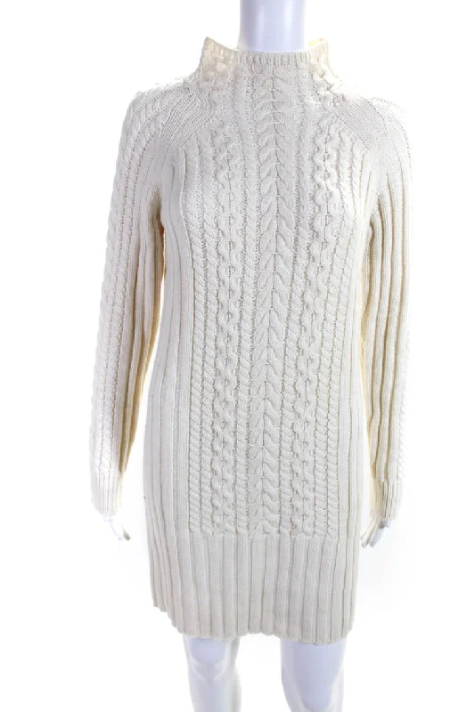 Sleek and sophisticated fashion for modern women   Club Monaco Womens Wool Knit Long Sleeve Mock Neck Sweater Dress White