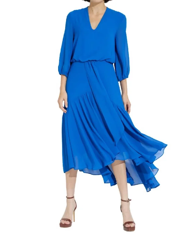 Refresh your closet with chic and comfy styles   A-Line Belted Dress In Blue