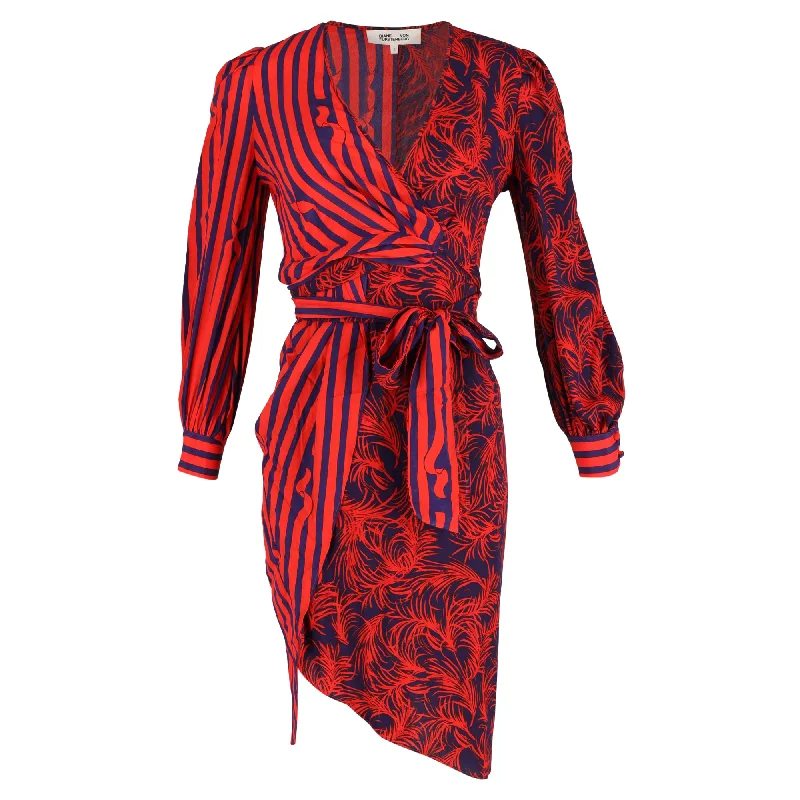 Affordable fashion that looks high-end   Diane Von Furstenberg Evania Gathered Printed Wrap Dress in Red Viscose