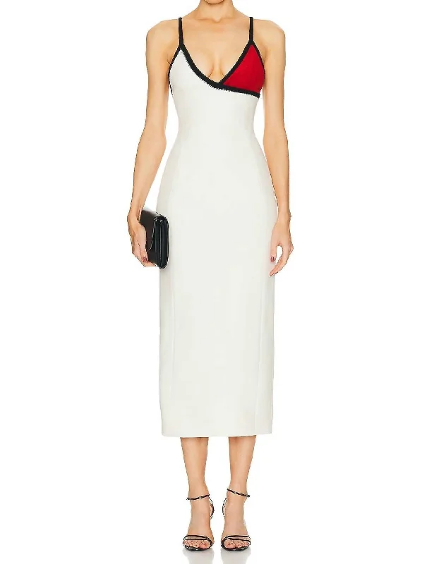 Affordable fashion that looks high-end   Edina Dress In Ivory, Red, Black