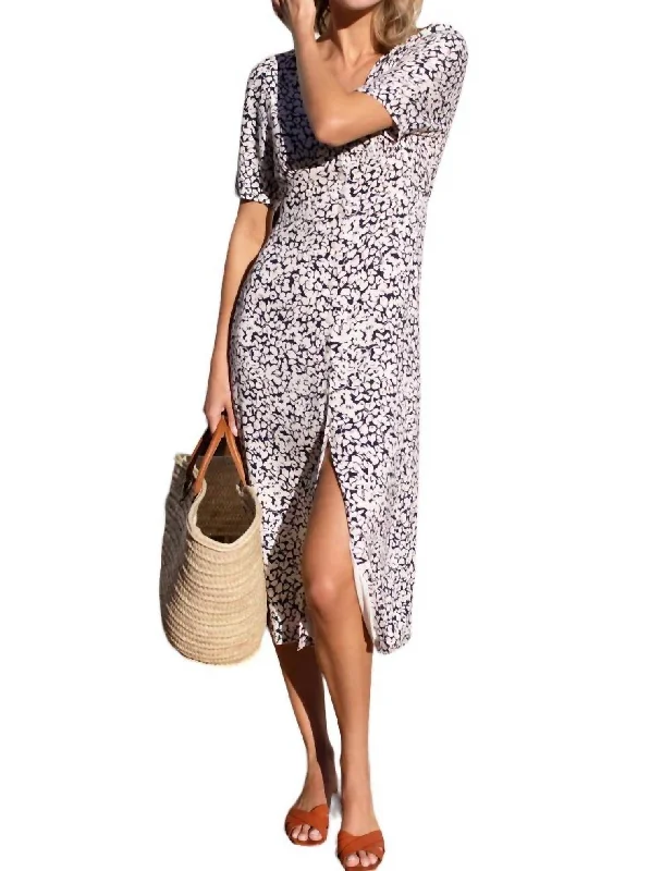 Feminine silhouettes for the modern woman   Fry Juney Button Dress In Vintage Orchids