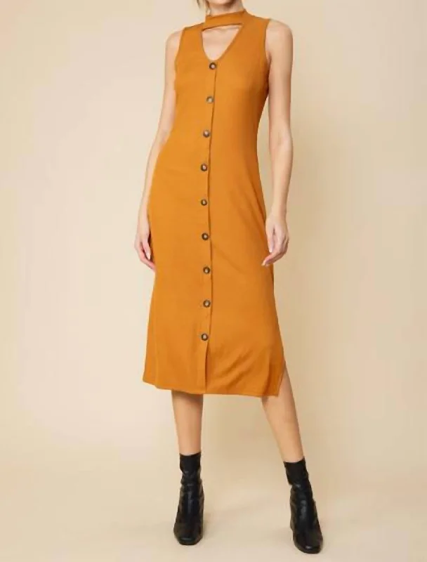 Bold and beautiful clothing for every woman   Open Front Halter Neck Dress In Yellow