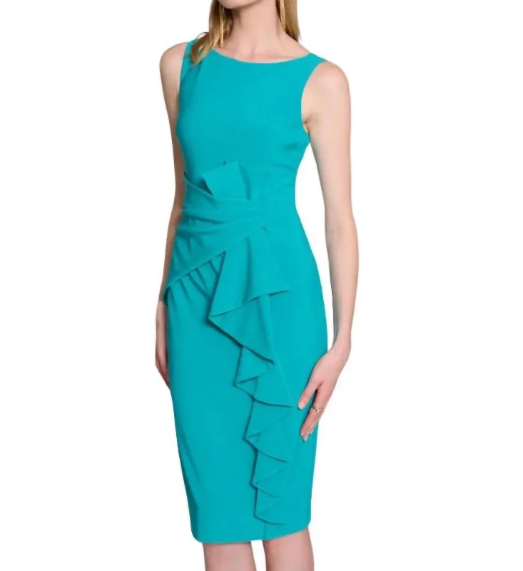 Fashion pieces that complement every woman’s style   Ruffle Detail Dress In Turquoise