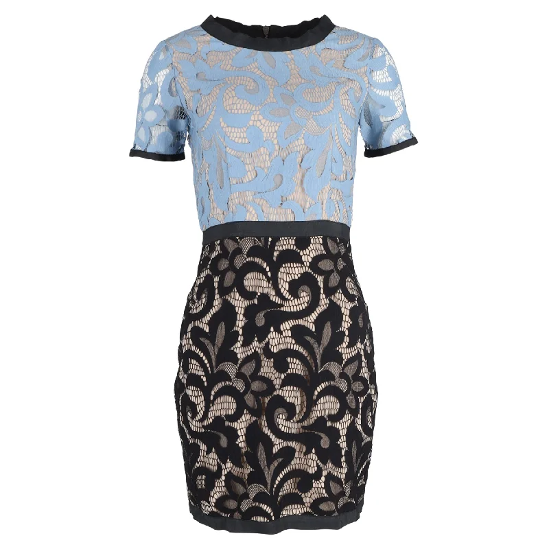 Chic and comfortable clothing for busy women   Sea New York Lace Two Tone Dress in Light Blue Polyamide