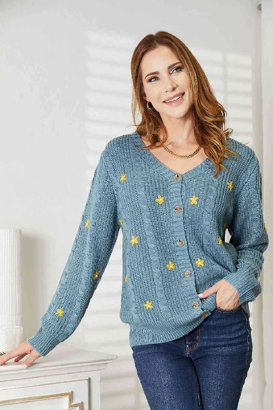 Designer-inspired women’s fashion at affordable prices Full Size Floral Embroidered Cable Cardigan Designer-inspired women’s fashion at affordable prices Full Size Floral Embroidered Cable Cardigan