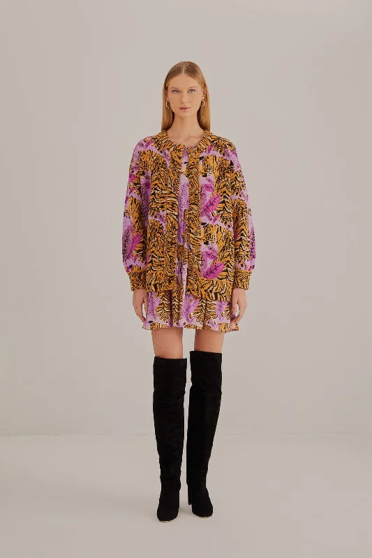 Trendsetting women’s clothing for fashion lovers   Lavender Tiger Leaves Knit Cardigan