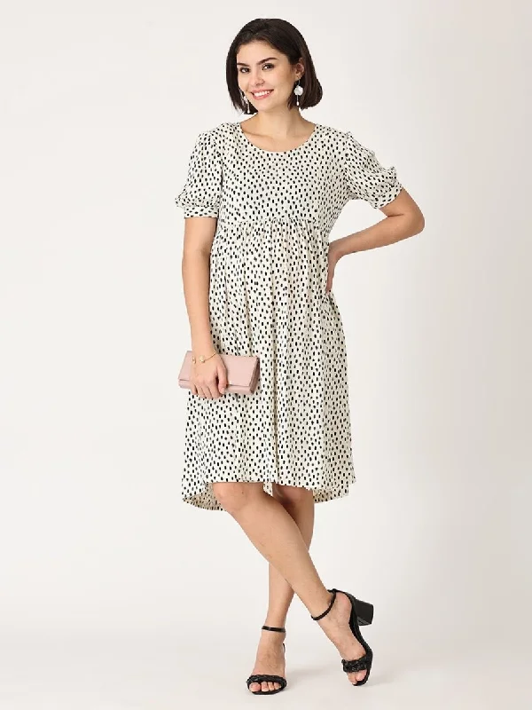 Stylish women’s clothing designed for comfort   Vanilla Ice Polka Dot Maternity and Nursing Dress