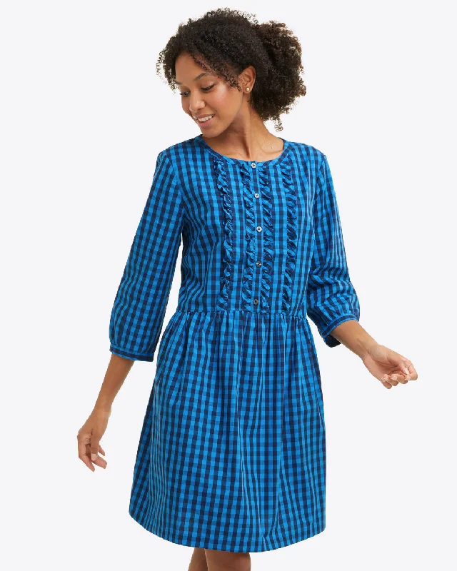 Feminine silhouettes for the modern woman   Wanda Dress in Blue Gingham