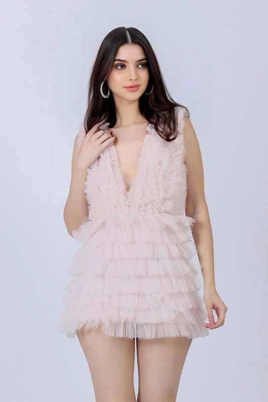 Curated collections for modern, fashionable women   Angel Powder Pink Tulle Mini Dress