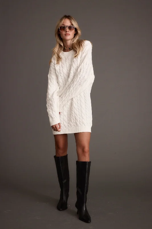 Effortlessly stylish outfits for the modern woman   Beck Cable Knit Mini Sweater Dress