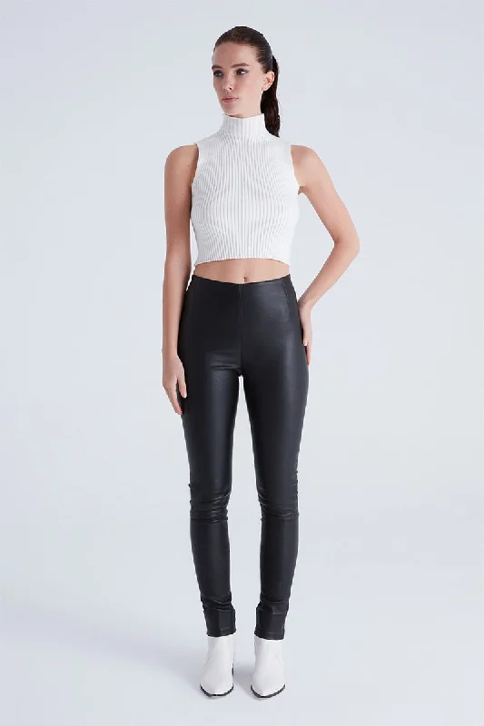 High-fashion styles at affordable prices   Mia Women's Leather Stretch Leggings - Black