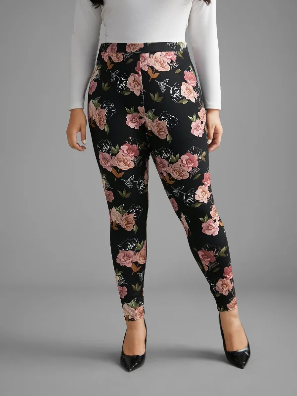 Trendy women’s clothing with a modern twist   Floral Mid Rise Skinny Leggings
