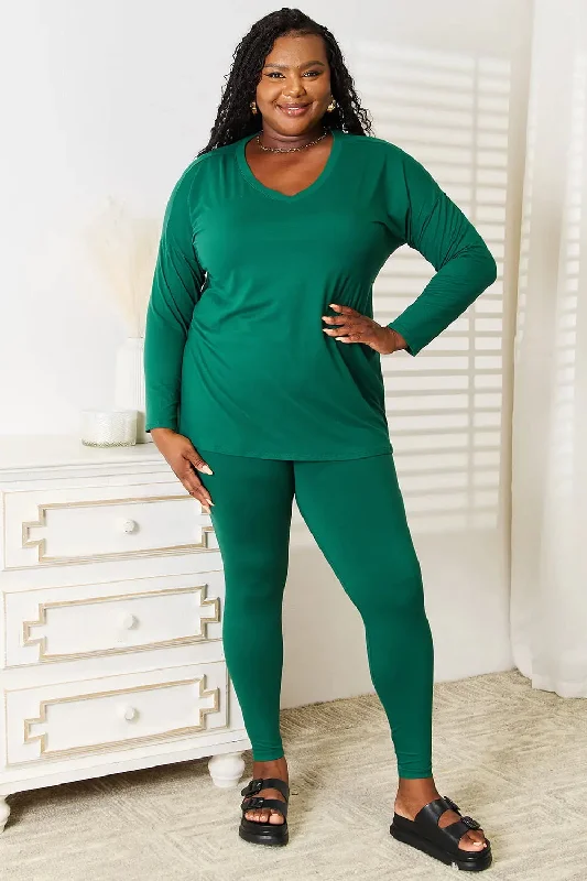 Casual outfits that elevate your style   Zenana Lazy Days Full Size Long Sleeve Top and Leggings Set
